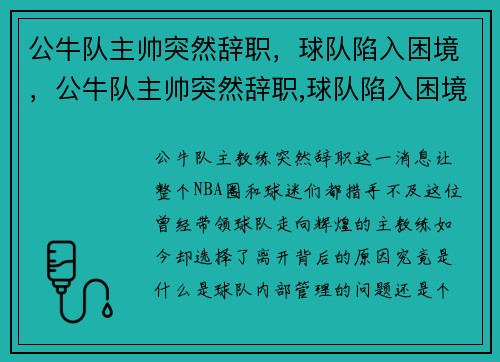 公牛队主帅突然辞职，球队陷入困境，公牛队主帅突然辞职,球队陷入困境